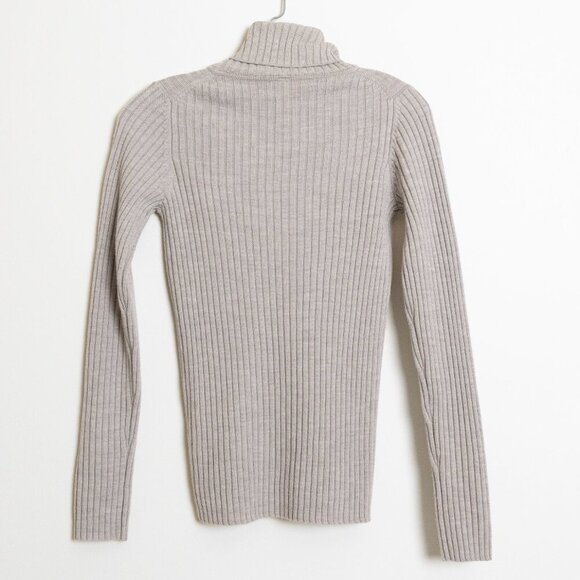 MUJI Neutral Washable Wool Turtleneck Ribbed Knit Sweater Beige Small - Picture 4 of 10